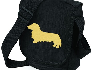 Selling: Long Haired Dachshund Bag Gold Colored Dog on Shoulder Bag