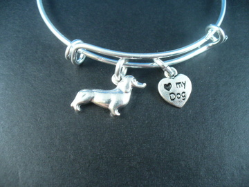 Selling: Dachshund Stainless Steel Bangle Bracelet, I Love My Dog 