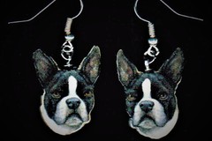 Selling: Boston Terrier Silver Dangle Earrings
