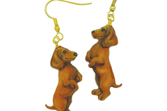 Selling: Dachshund (Red/Brown), Gold Dangle Earrings