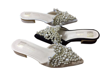 Vente avec paiement en ligne: Chaussures à la main Perle Pantoufles Femme Perles 
