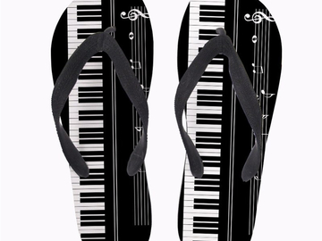 Vente avec paiement en ligne: Twoheartsgirl À La Mode Piano Motif Flip Flops Doux Femmes