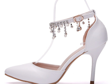 Vente avec paiement en ligne: Blanc Strass Gland Perlé Mariée Chaussures Femmes