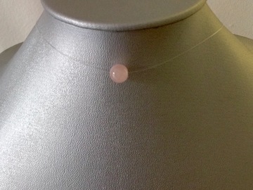 Vente au détail: Collier fil de nylon finitions argent925 perle quartz rose 