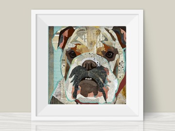 Selling: English Bulldog Collage Style Wall Art Print