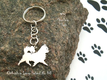 Selling: Keyring Chihuahua Long - Haired * 925 sterling silver