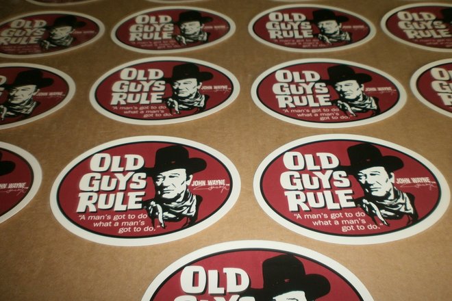 25 OLD GUYS RULE JOHN WAYNE "A MANS GOT TO DO" DIE/CUT STICKERS 