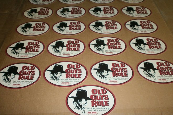 25 OLD GUYS RULE JOHN WAYNE TALK LOW NEW PACKAGED STICKERS 