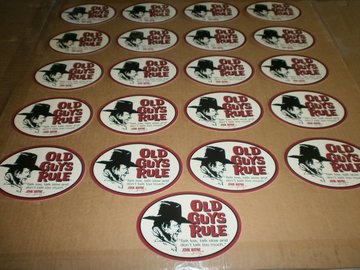 Bulk Lots: 25 OLD GUYS RULE JOHN WAYNE TALK LOW NEW PACKAGED STICKERS 