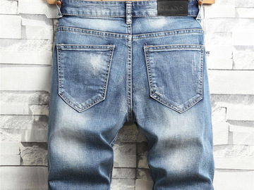 Vente avec paiement en ligne: Dessin animé Hip Hop Jeans broderie Vintage hommes court Jean