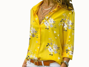 Vente avec paiement en ligne: Women Tops Blouses 2018 Autumn Elegant Long Sleeve Print V-Neck