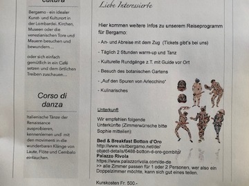 Workshop offering (dates): Renaissance-Tanz und Kultur in Bergamo It