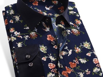 Vente avec paiement en ligne: 2019 printemps Floral imprimer hommes chemises à manches longues 
