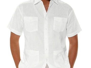 Vente avec paiement en ligne: Coton lin hommes chemise multi-poches été lâche décontracté solid