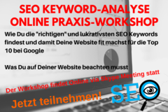 Workshop offering (dates): Google Seite 1 - SEO Keyword-Recherche Praxis-Workshop