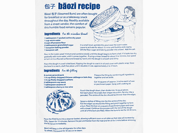  : Baozi Recipe Tea Towel - Blue