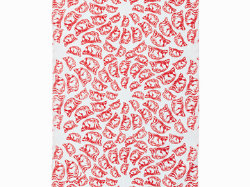  : Jiaozi Pattern Tea Towel - Red