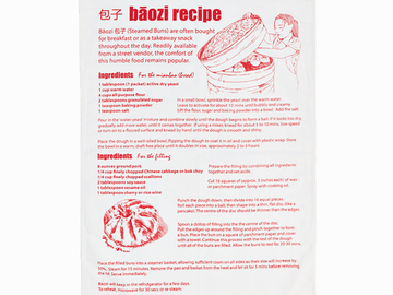  : Baozi Recipe Tea Towel - Red