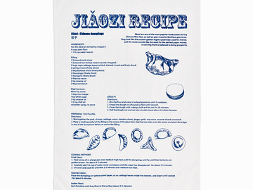  : Jiaozi Recipe Tea Towel - Blue
