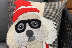 Selling: Halloween Dog Costume Pillow, Red and White Costume, Fall Decor