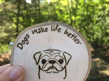 Selling: Simple Puggle Magnet, Pug Christmas Ornament, or Pug Coaster