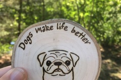 Selling: Simple Puggle Magnet, Pug Christmas Ornament, or Pug Coaster