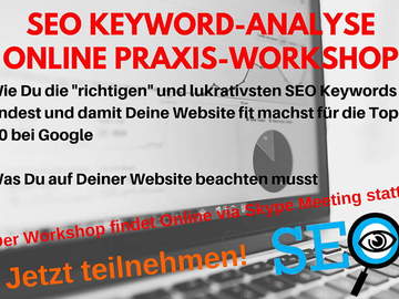Workshop offering (dates): Google Seite 1 - SEO Keyword-Recherche Praxis-Workshop
