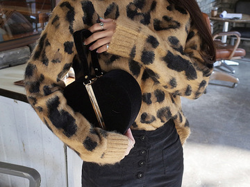Vente avec paiement en ligne: Hiver Sexy léopard tricoté pull pull femme automne à manches long