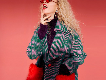 Vente avec paiement en ligne: ELF bag laine manteaux femmes hiver rouge fourrure poches droites