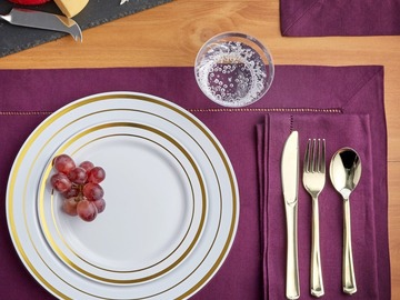 Request To Book & Pay In-Person (hourly/per party package pricing): 150 Piece Gold Lined Dinnerware Set 