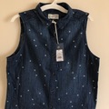 Buy Now: Women's Sleeveless Denim Shirt, Dark Wash XS- EST Retail $2150