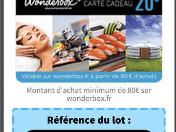 Vente: Bon de réduction Wonderbox (20€)