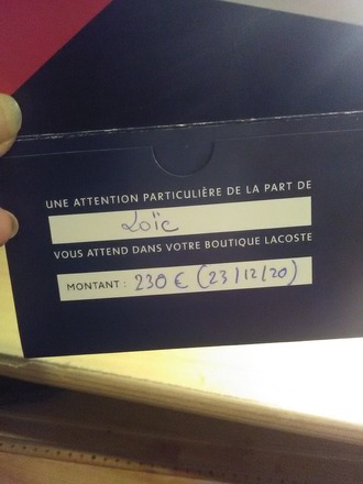 Cheque cadeau lacoste 2025