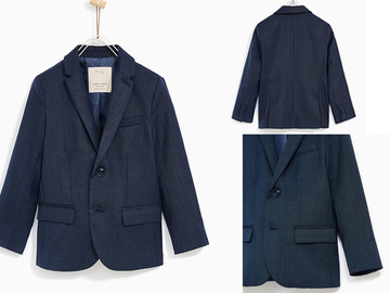 Renting out with online payment: Boys wedding suit - Zara - size 6 (textured fabric) - Dark blue