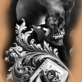 Tattoo design: Skull and joker card