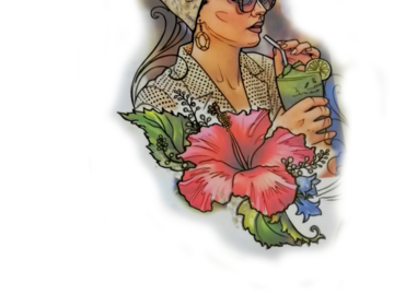 Tattoo design: Lady and drink