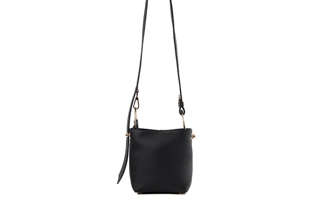 STRATHBERRY: Lana Nano Black Grain Leather Bucket Bag - The Lean Closet
