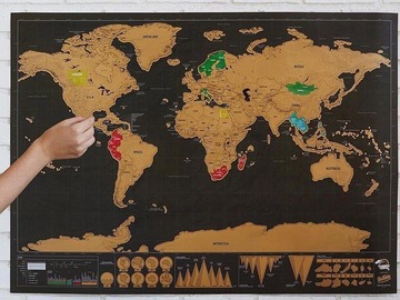 Vente: Carte du monde à gratter modèle Deluxe Scratch Map