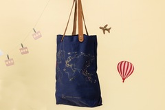  : Stitch Where You've Been - Navy Cotton Canvas Tote Bag