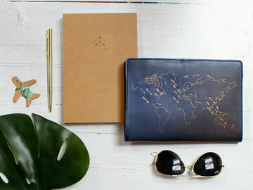  : 'Stitch & write your travels' leather-bound notebook with pen