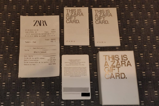 Carte Cadeau Zara 200 A Vendre Pour Seulement 170 Sur