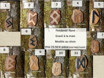 Vendita: Pendentif "Rune" - gravé dans le bois by La Tournerie