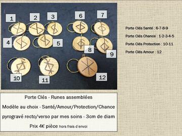 Sælge: Porte Clés "Runes" - Pyrogravure artisanale by La Tournerie