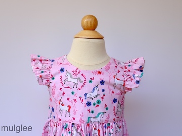  : Pink Fluffy Unicorn - Dress for Girls