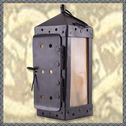 Quadratische Mittelalter-Laterne mit Hornfenstern
