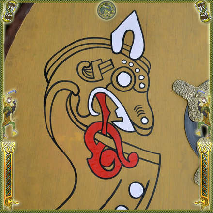 Viking Wooden Round Shield with Norse horse motif