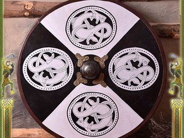Vente avec le droit de retour de la marchandise (fournisseur commercial): Viking Wooden Shield with Norse griffon motif
