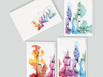 : Hong Kong skyline note card gift set