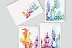  : Hong Kong skyline note card gift set
