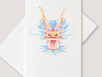  : Chinese blue dragon greetings cards (pack of 6 cards)